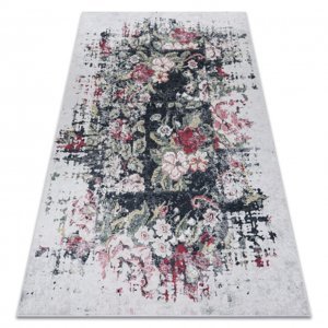 ANDRE mycí kobereček 1816D květiny vintage protiskluz - bílá / červený (Velikost: 80x150 cm)