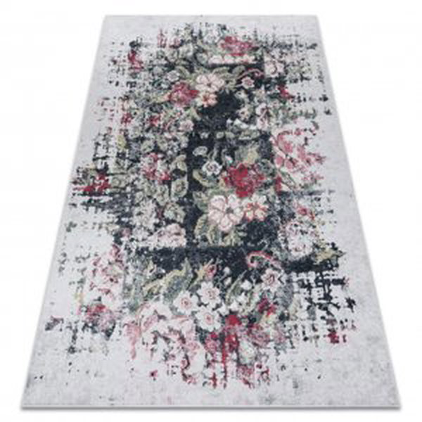 ANDRE mycí kobereček 1816D květiny vintage protiskluz - bílá / červený (Velikost: 160x220 cm)