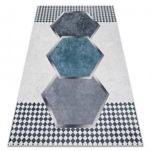 ANDRE mycí kobereček 1863 diamanty, geometrický protiskluz - bílá / černý (Velikost: 120x170 cm)