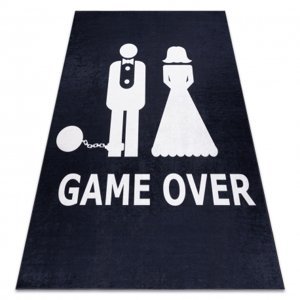 Pratelný koberec BAMBINO 2104 'Game over' svatba, rozlučka se svobodou, protiskluz - černý (Velikost: 80x150 cm)