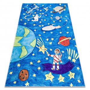 BAMBINO 2265 mycí kobereček Vesmírná raketa pro děti protiskluz - modrý (Velikost: 80x150 cm)