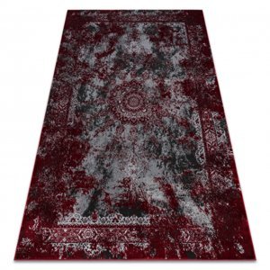 Moderní koberec VINCI 1407 Růžice vintage - Strukturální červený / antracit (Velikost: 80x150 cm)