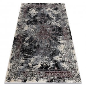 Moderní koberec VINCI 1407 Růžice vintage - Strukturální slonová kost / antracit (Velikost: 80x150 cm)