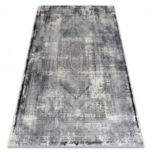 Moderní koberec VINCI 1417 Geometrický vintage - Strukturální slonová kost / antracit (Velikost: 140x190 cm)