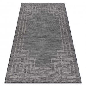 Koberec SISAL PATIO 3071 řecký rám ploché tkaní - černý (Velikost: 78x150 cm)