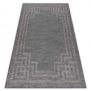Koberec SISAL PATIO 3071 řecký rám ploché tkaní - černý (Velikost: 136x190 cm)