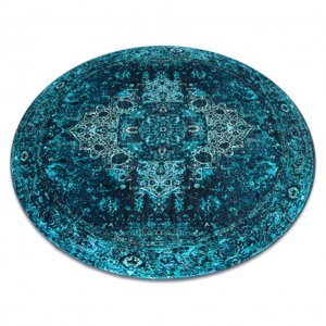 Koberec ANTIKA kulatý ancret azure, moderní ornament, omyvatelný - modrý (Velikost: kruh 120 cm)