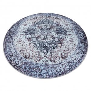 Koberec ANTIKA kulatý ancret washedstone, moderní ornament, omyvatelný - šedá  (Velikost: kruh 120 cm)