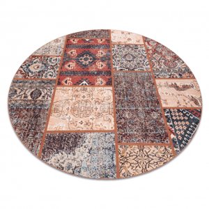 Koberec ANTIKA ancient rust kulatý, moderní patchwork, řecký omyvatelný - terakota (Velikost: kruh 160 cm)