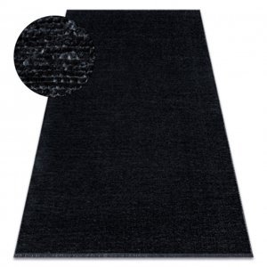 Koberec FLORENCE 24021 Jednobarevný, glamour, hladce tkaný, třásně - černý (Velikost: 155x220 cm)