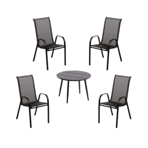 Jídelní set ELCHE antracit + 4x židle VALENCIA 2 černá IWH-10150038