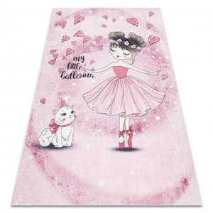 BAMBINO 2185 mycí kobereček Balerína, kočička pro děti protiskluz - růžový (Velikost: 120x170 cm)