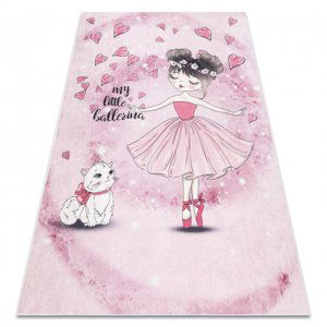 BAMBINO 2185 mycí kobereček Balerína, kočička pro děti protiskluz - růžový (Velikost: 140x190 cm)