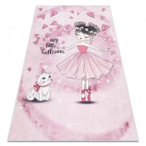 BAMBINO 2185 mycí kobereček Balerína, kočička pro děti protiskluz - růžový (Velikost: 160x220 cm)