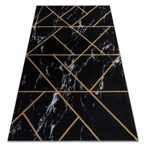 Koberec EMERALD výhradní 2000 glamour, stylový geometrický, mramor černý / zlato (Velikost: 180x270 cm)