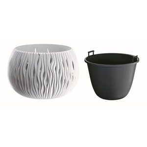 Květináč s vkladem SANDY BOWL bílý 47,8 cm