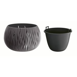 Květináč s vkladem SANDY BOWL antracit 14,4 cm