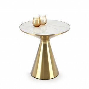 Konferenční stolek, Tribeca, bílý mramor / zlatá