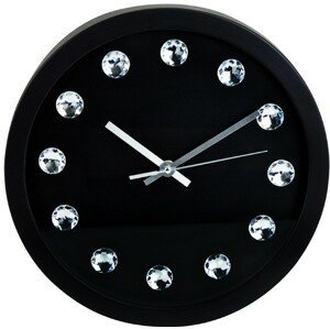 SEGNALE Nástěnné hodiny ručičkové s krystaly 30 cm černá KO-837164270cern