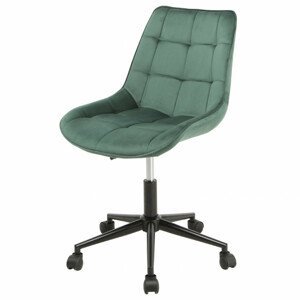 Pracovní židle, zelená sametová látka, výškově nastav., černý kovový kříž KA-J401 GRN4