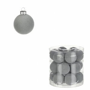 Vánoční plastové koule, sametové, šedé. Cena za 1box/18ks. VAK132 GREY