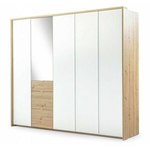Šatní skříň POTOSI 255 dub artisan/bílá/zrcadlo