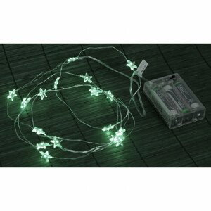 Řetěz s LED světýlky na baterie s časovačem, hvězdičky, studená bílá barva. LED2022 WT, sada 24 ks