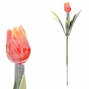 Mini tulipán v oranžové barvě - zápich. Cena za 1ks. Ve svazku 6ks. SG6096 OR, sada 72 ks