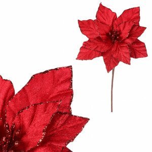 Květ vánoční růže - samet, barva červená. VP2100 RED, sada 12 ks