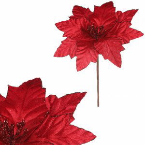 Květ vánoční růže - samet, barva červená. VP2103 RED, sada 12 ks