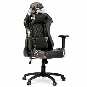 Kancelářská židle, maskáčová látka látka a černá koženka, houpací mech, kříž plast KA-N832 CAMO