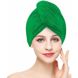 Rychleschnoucí froté turban na vlasy, tmavě zelený