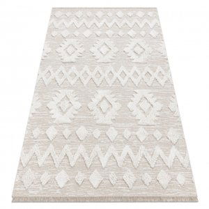 Koberec ECO SISAL MOROC 22319 kosočtverce boho střapce - strukturální béžový / krémový (Velikost: 78x150 cm)