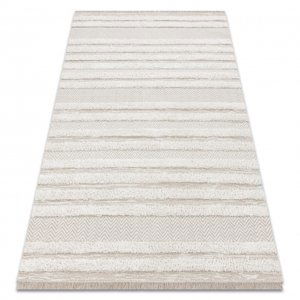 Koberec ECO SISAL MOROC 22329 cikcak, linky boho střapce - strukturální béžový / krémový (Velikost: 136x190 cm)