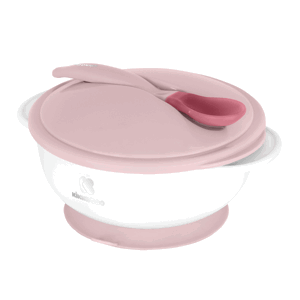 Miska s přísavkou, víčkem a lžičkou s tepelným senzorem Pink