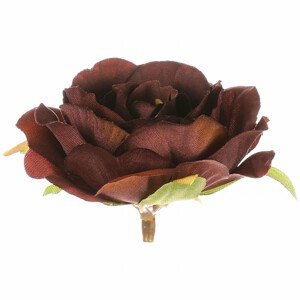 Růže, barva tmavě hnědá. Květina umělá vazbová. Cena za balení 12 kusů. KN7002 BR-DK, sada 6 ks