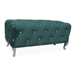 POUF / HESTIA VELVET LAVICE GREEN BLUVEL 78/ STŘÍBRNÁ