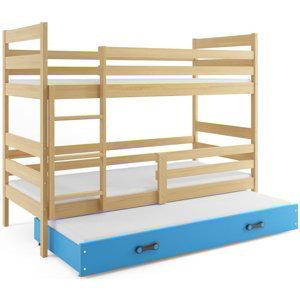 Patrová postel s přistýlkou ERYK 3 80x160 cm, borovice/modrá