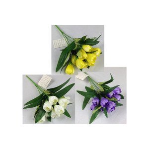 Krokusy puget, mix 3 barev (žlutá,bílá,fialová). Květina umělá. UK-085, sada 12 ks