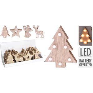 Osvětlení vánoční MOTIV LED 13x10x2cm, dřevo/přírodní vzhled, mix 4 dekory