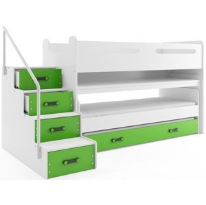 Patrová postel MAX 1, 80x200 cm, bílá/zelená