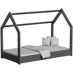 Dětská postel Domek 80x160 cm D1 + rošt a matrace ZDARMA - šedá