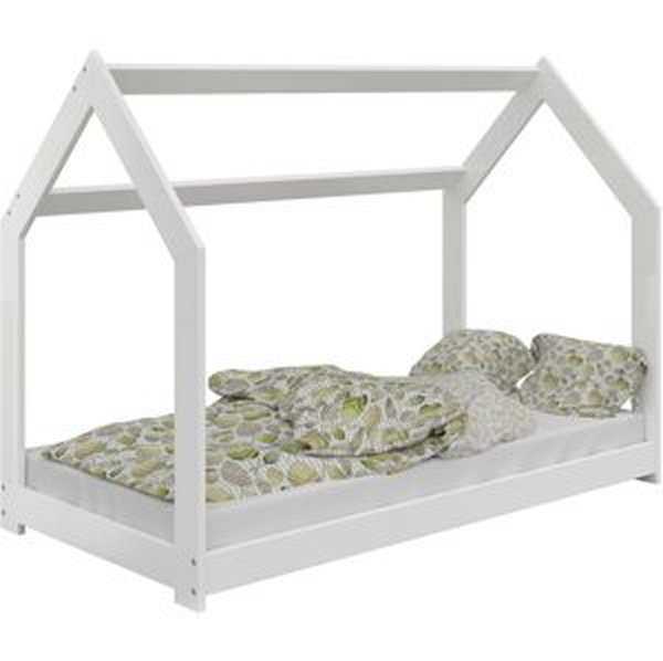 Dětská postel Domek 80x160 cm D2 + rošt a matrace ZDARMA - bílá