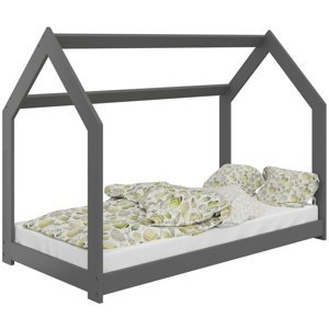 Dětská postel Domek 80x160 cm D2 + rošt a matrace ZDARMA - šedá