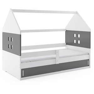 Dětská postel Domi 1 80x160, bílá/bílá/šedá