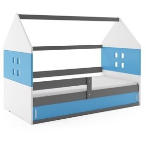 Dětská postel Domi 1 80x160, bílá/šedá/modrá