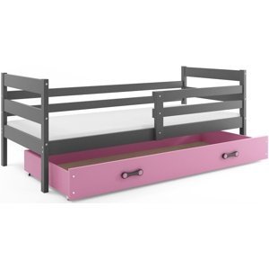 Dětská postel ERYK 1 80x190 cm, grafitová/růžová (Volba matrace: Pěnová matrace)