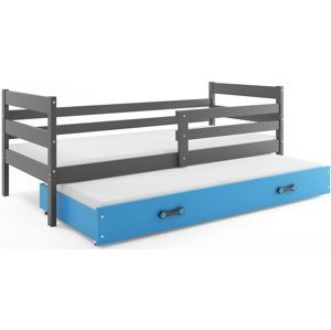 Dětská postel s přistýlkou ERYK 2 80x190 cm, grafitová/modrá (Volba matrace: Pěnová matrace)