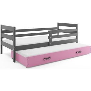 Dětská postel s přistýlkou ERYK 2 80x190 cm, grafitová/růžová (Volba matrace: Pěnová matrace)