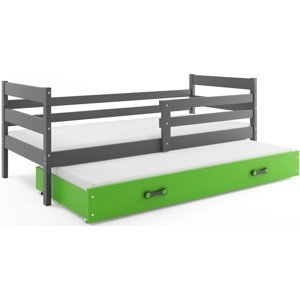 Dětská postel s přistýlkou ERYK 2 90x200 cm, grafitová/zelená (Volba matrace: Pěnová matrace)